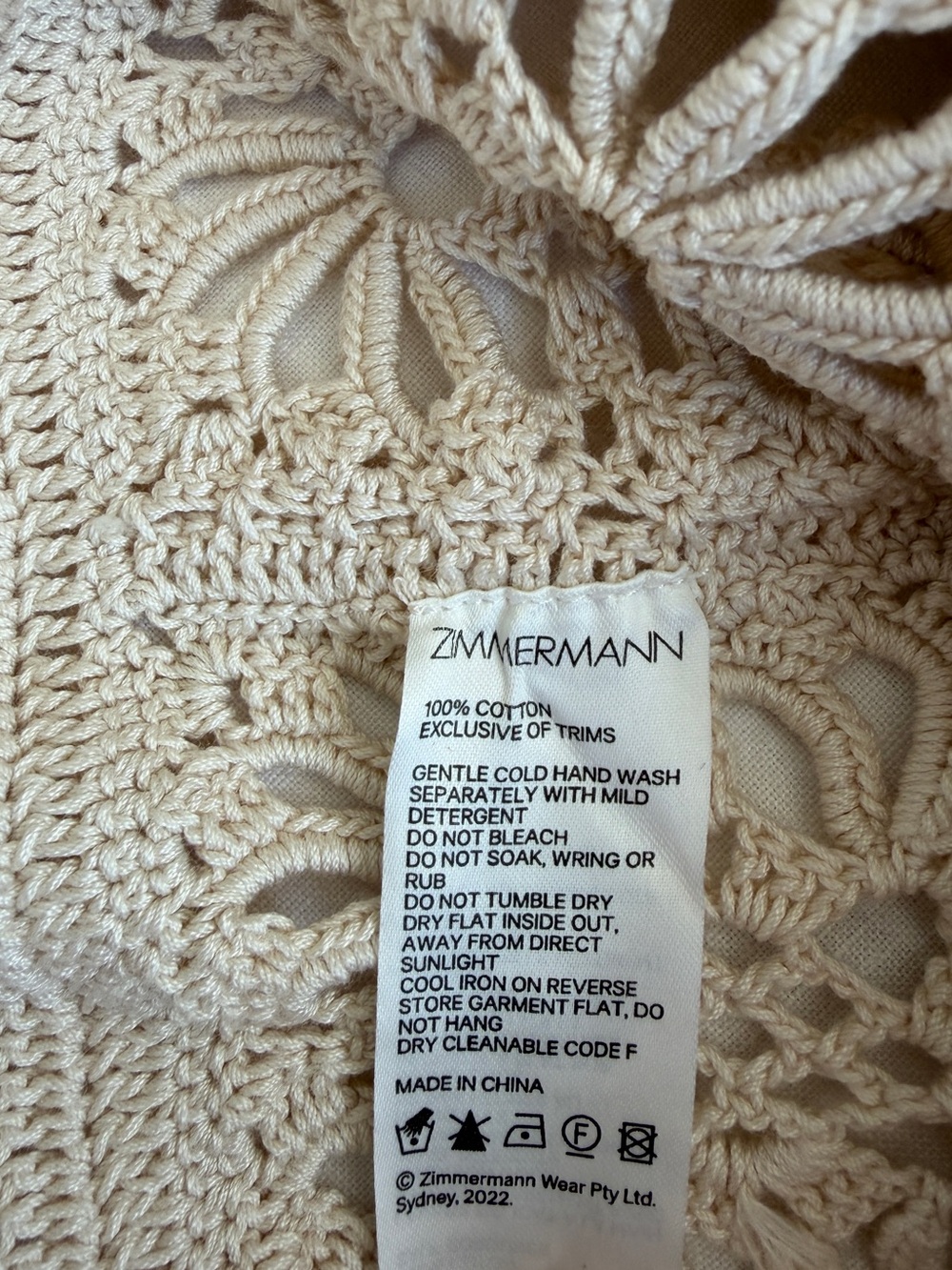 NWT Zimmerman Chintz Crochet Cotton Drawstring Beach Shorts Natural Cream Tan - Picture 9 of 11